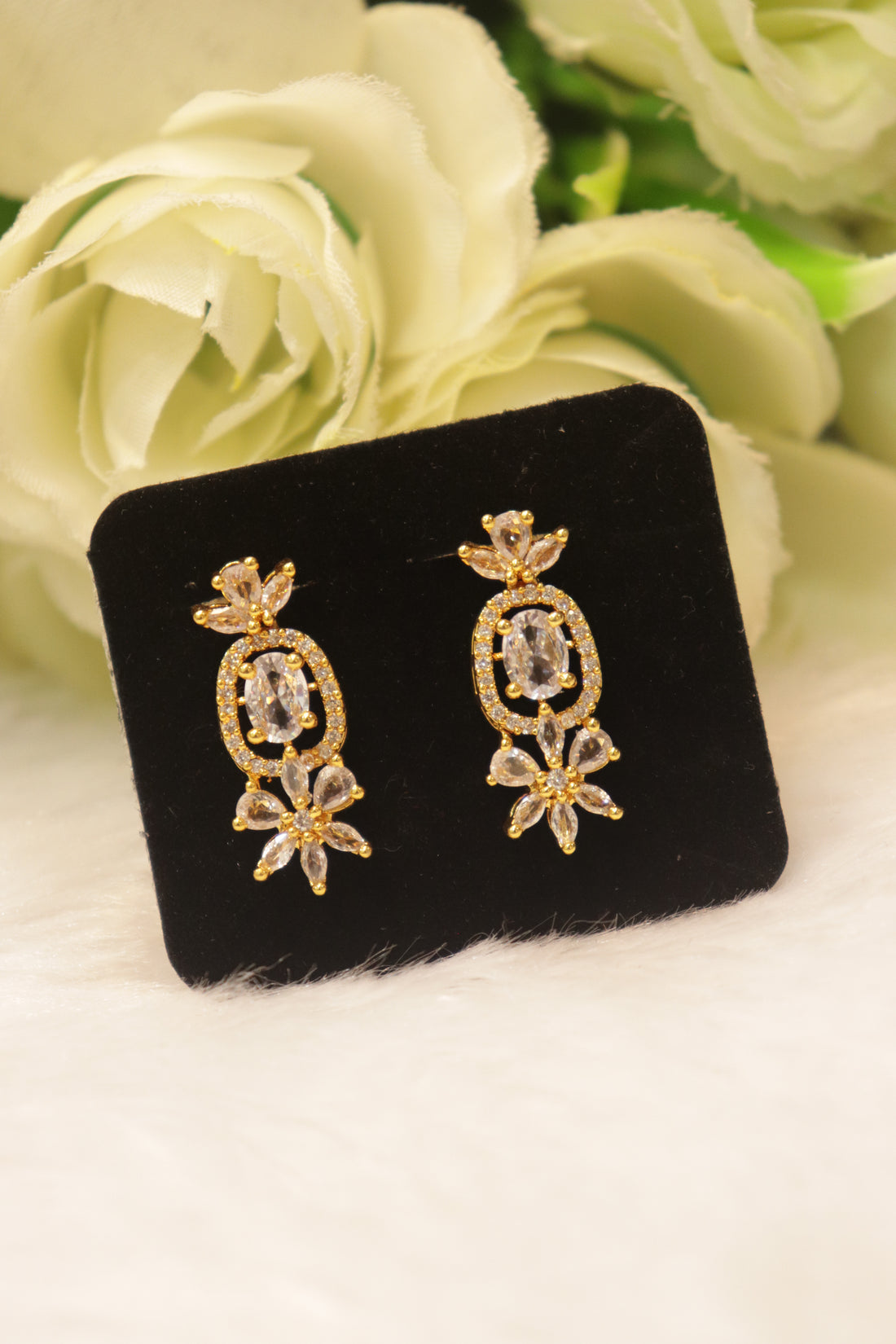 Elegant Microplated AD Ear Studs with Screw Back