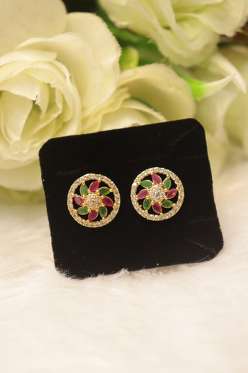 Elegant Microplated AD Ear Studs with Screw Back
