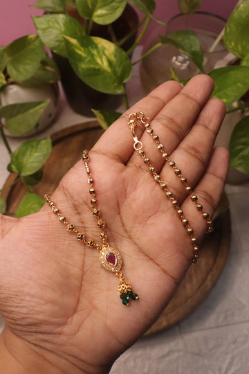 Ruby Dewdrop AD Microplated Dollar Chain – 18"