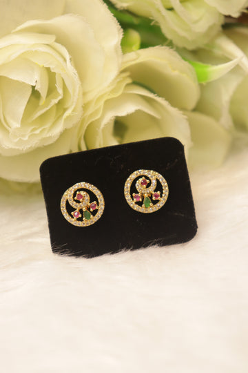 Elegant Microplated AD Ear Studs with Screw Back