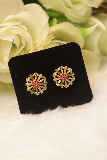 Elegant Microplated AD Ear Studs with Screw Back