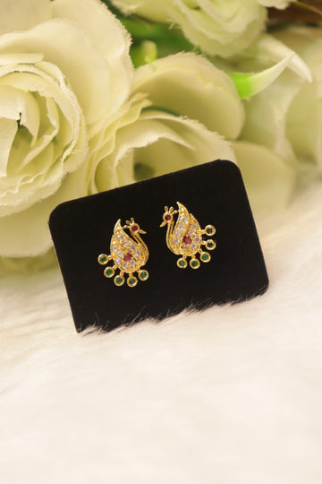 Elegant Microplated AD Ear Studs with Screw Back