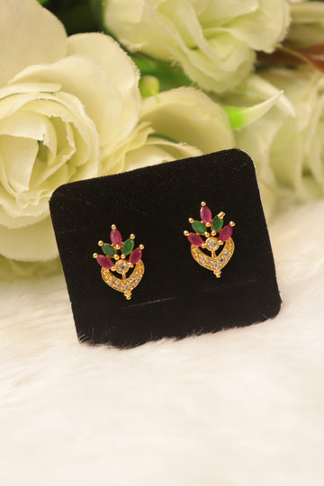Elegant Microplated AD Ear Studs with Screw Back