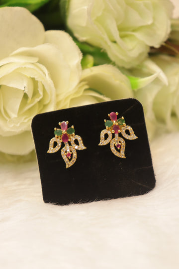 Elegant Microplated AD Ear Studs with Screw Back