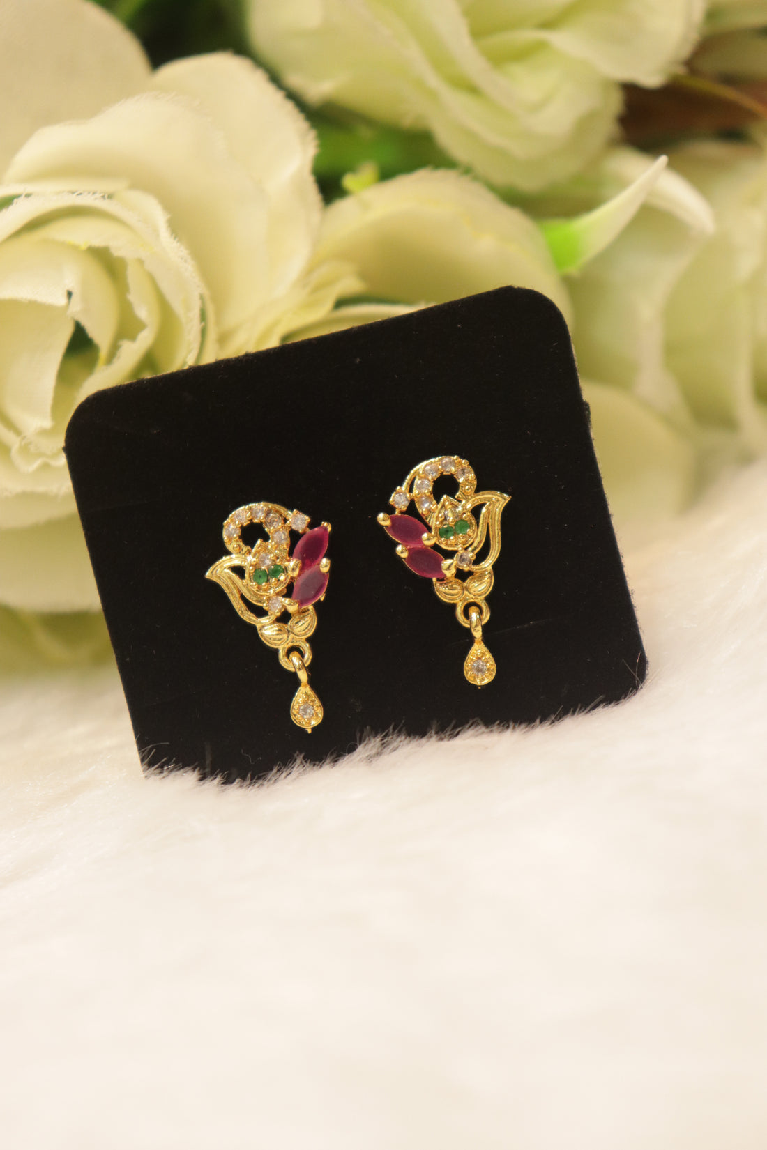 Elegant Microplated AD Ear Studs with Screw Back
