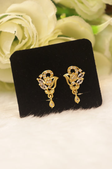 Elegant Microplated AD Ear Studs with Screw Back