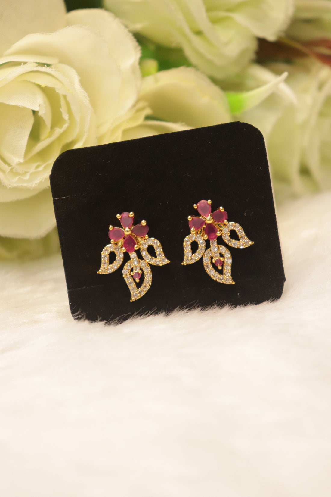 Elegant Microplated AD Ear Studs with Screw Back