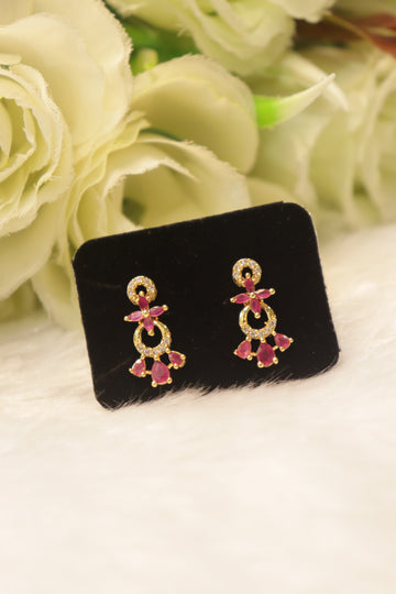 Elegant Microplated AD Ear Studs with Screw Back