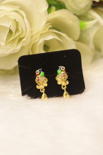 Elegant Microplated AD Ear Studs with Screw Back