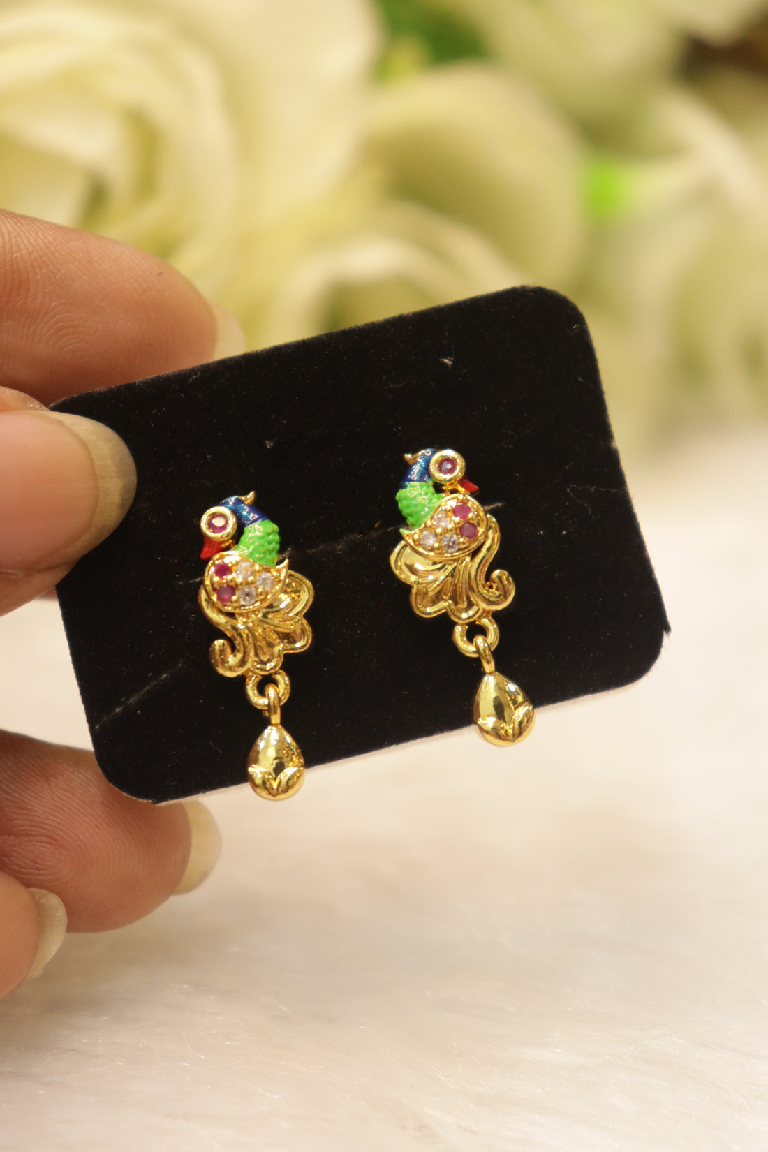 Elegant Microplated AD Ear Studs with Screw Back