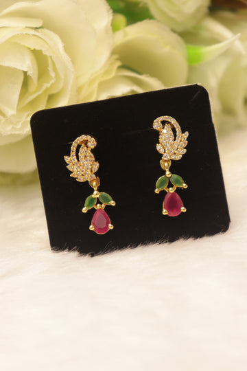 Elegant Microplated AD Ear Studs with Screw Back