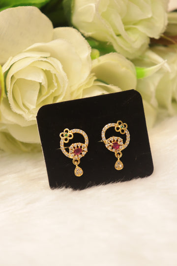 Elegant Microplated AD Ear Studs with Screw Back