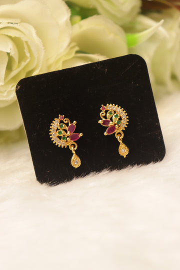 Elegant Microplated AD Ear Studs with Screw Back