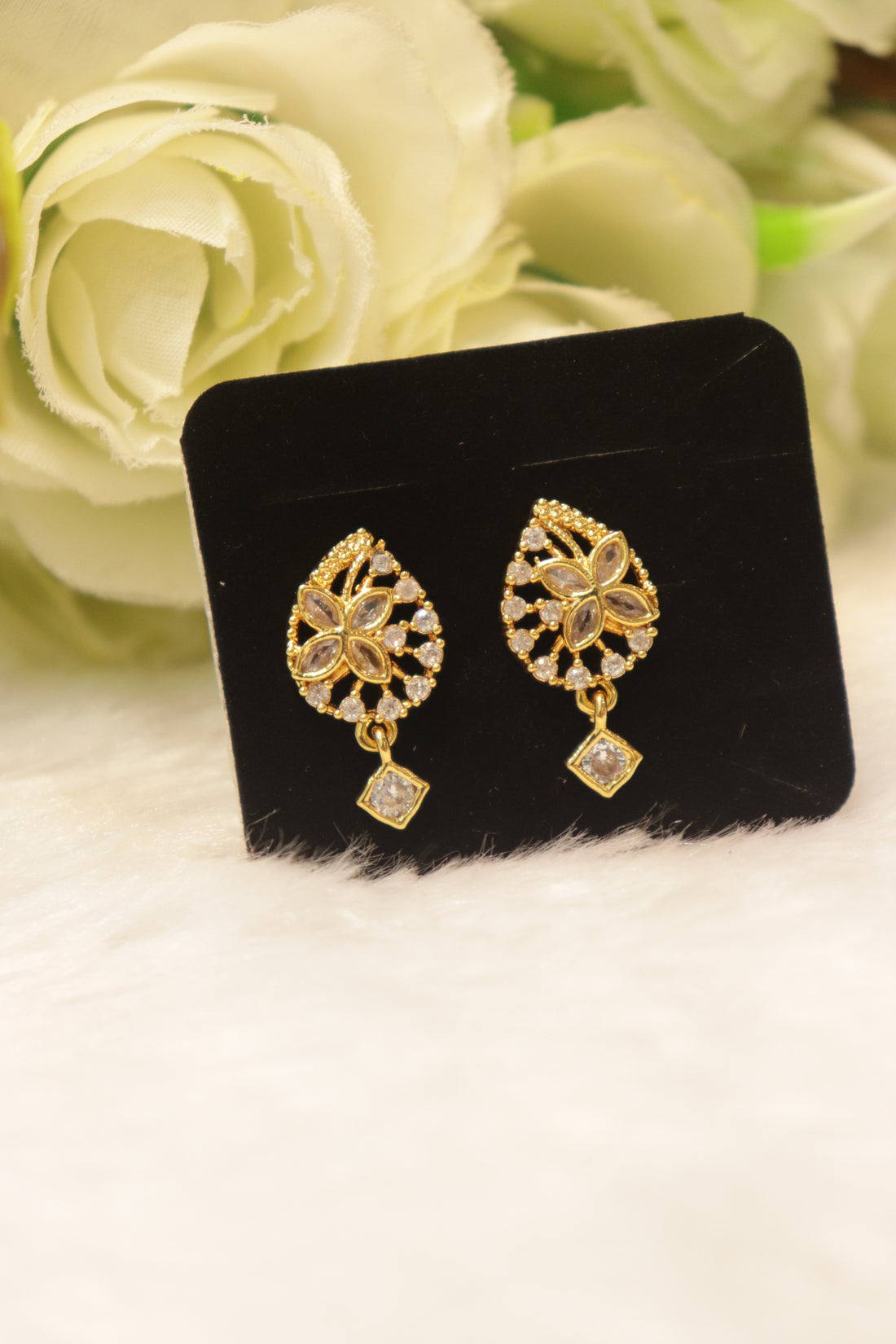 Elegant Microplated AD Ear Studs with Screw Back