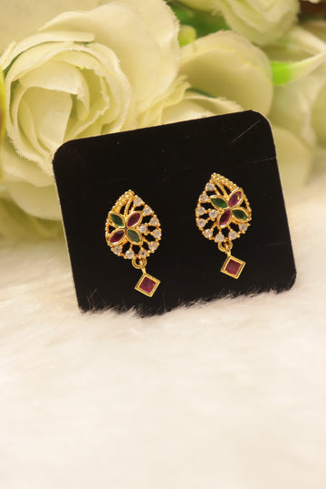 Elegant Microplated AD Ear Studs with Screw Back