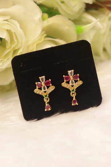 Elegant Microplated AD Ear Studs with Screw Back