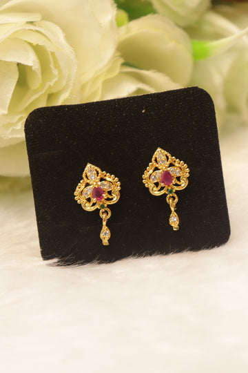 Elegant Microplated AD Ear Studs with Screw Back