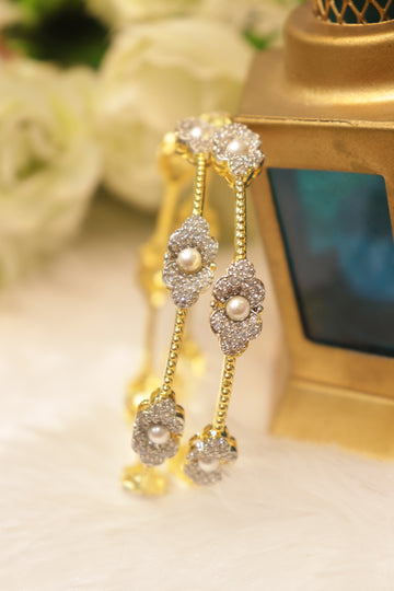 Elegant Floral Pearl GJ Polish Bangles