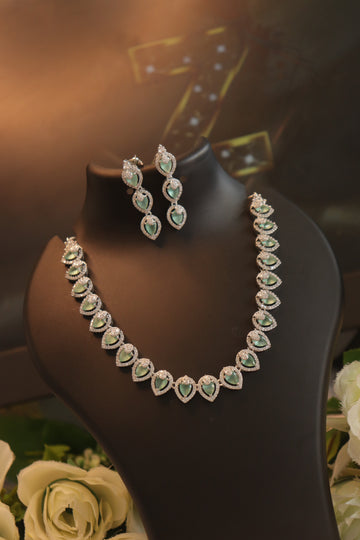 Luxury Teardrop AD Necklace Set with Matching Earrings