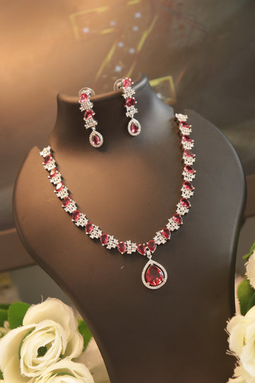 Ruby Royale Rhodium AD Necklace Set