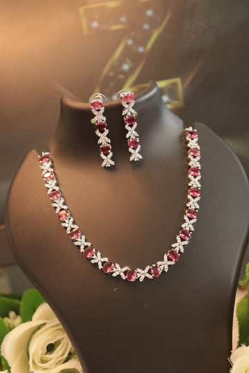 Ruby Vine Rhodium AD Necklace Set
