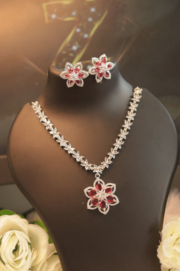 Ruby Blossom Necklace Set