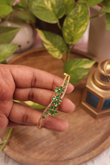 Emerald Blossom CZ Kada Bangle