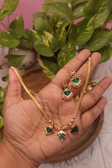 Traditional Kerala Palakka Microplated Necklace Set – 18"