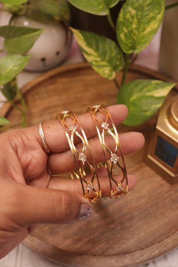 Radiant Wave AD Microplated Bangles – Set of 2