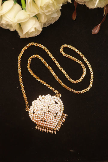 24 Inch Microplated Chain with Vintage Impon AD Dollar Pendant