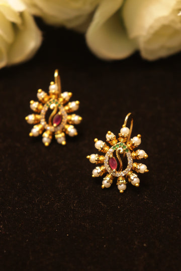Mayura Pearl Bugadi Earrings (No Piercing Required)