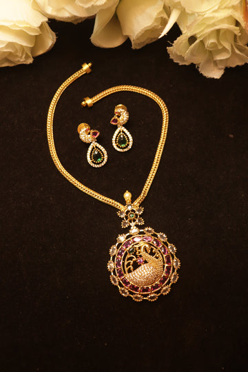 Mayura Antique AD Pendant Necklace Set