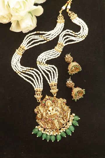 Lakshmi Ganesha Multi-Strand Beaded Haram