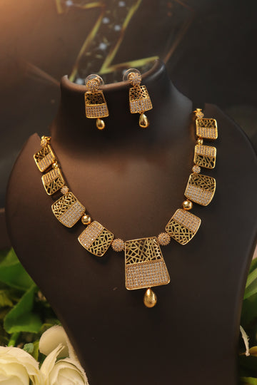 Aurelia Geometric AD Necklace Set