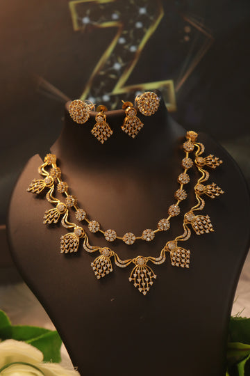 Zareen Antique AD Dual Necklace Combo Set