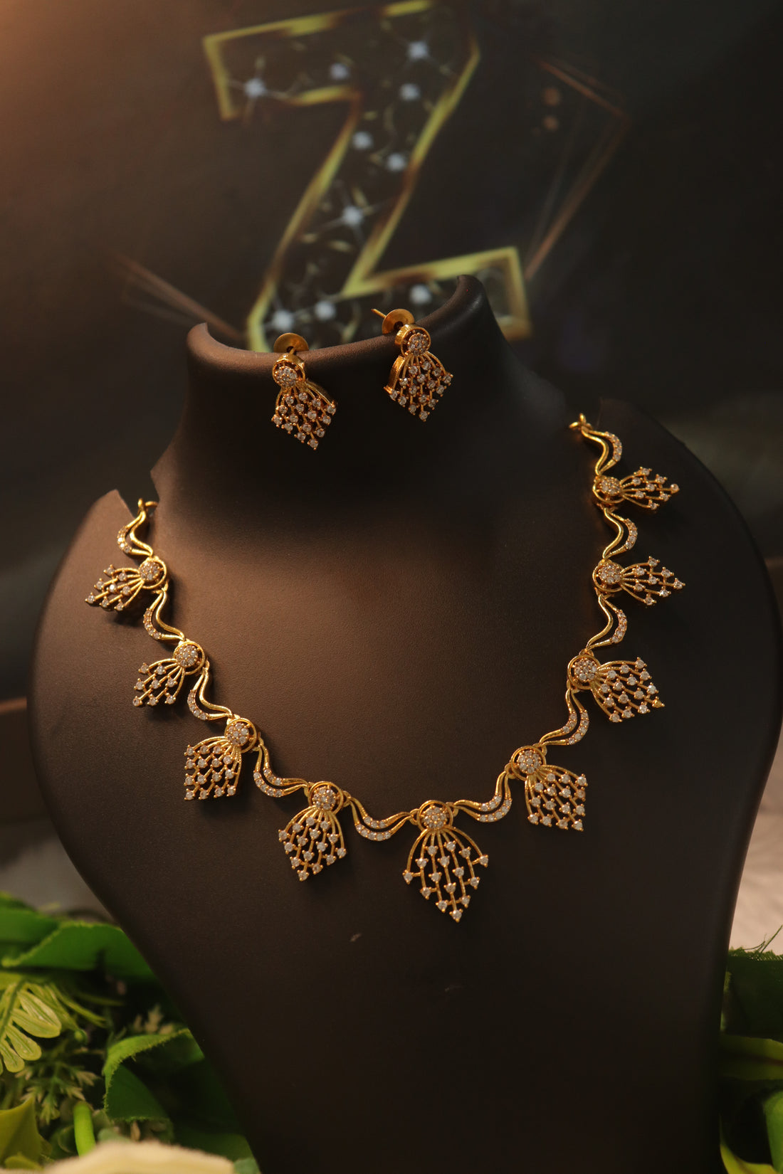 Zareen Antique AD Dual Necklace Combo Set