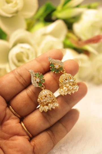 Lustre Bloom Jhumka - Green