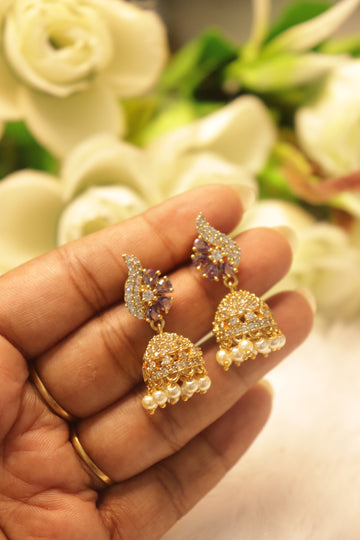 Lustre Bloom Jhumka - Purple