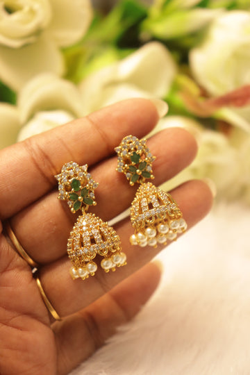 Royal Canopy AD Jhumka - Green