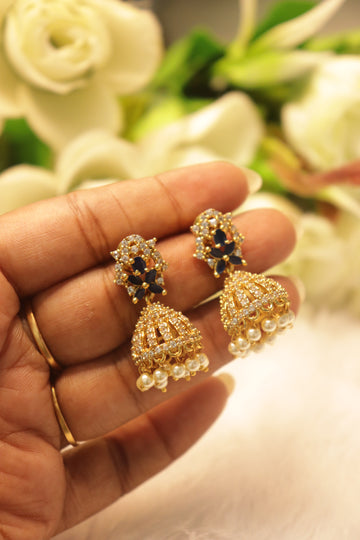 Royal Canopy AD Jhumka - Blue