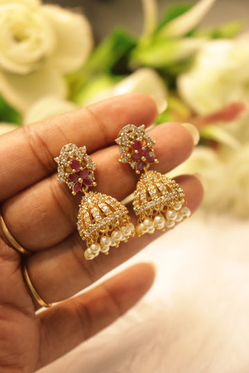 Royal Canopy AD Jhumka - Pink