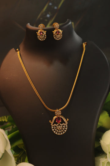 Royal AD Pendant Necklace Set with Matching Earrings