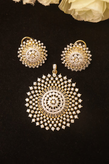 Kolam Mandala Radiance GJ Polish AD Stone Pendant Set