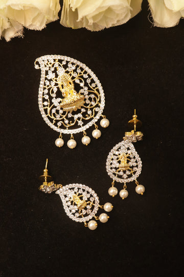 Lakshmi Kolam GJ Polish AD Stone Pendant Set