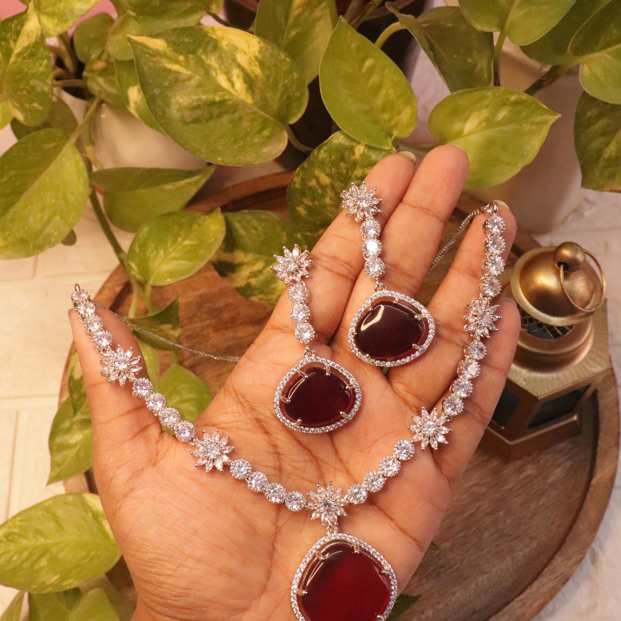 Scarlet Radiance CZ Necklace Set