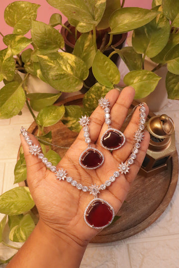 Scarlet Radiance CZ Necklace Set