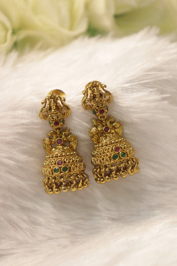 Temple Grandeur Ruby Green Jhumka