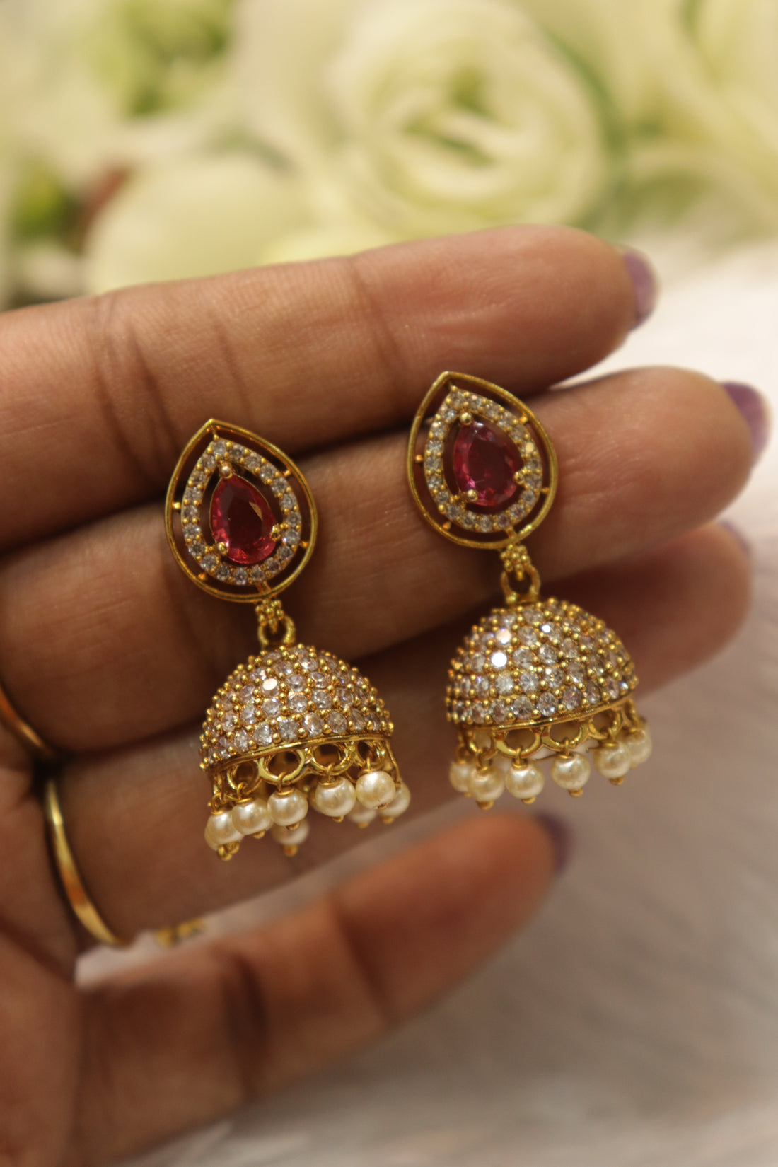 Ruby Radiance Jhumka