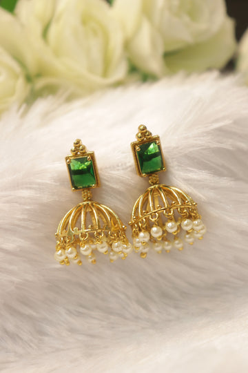 Regal Cage Jhumka - Green