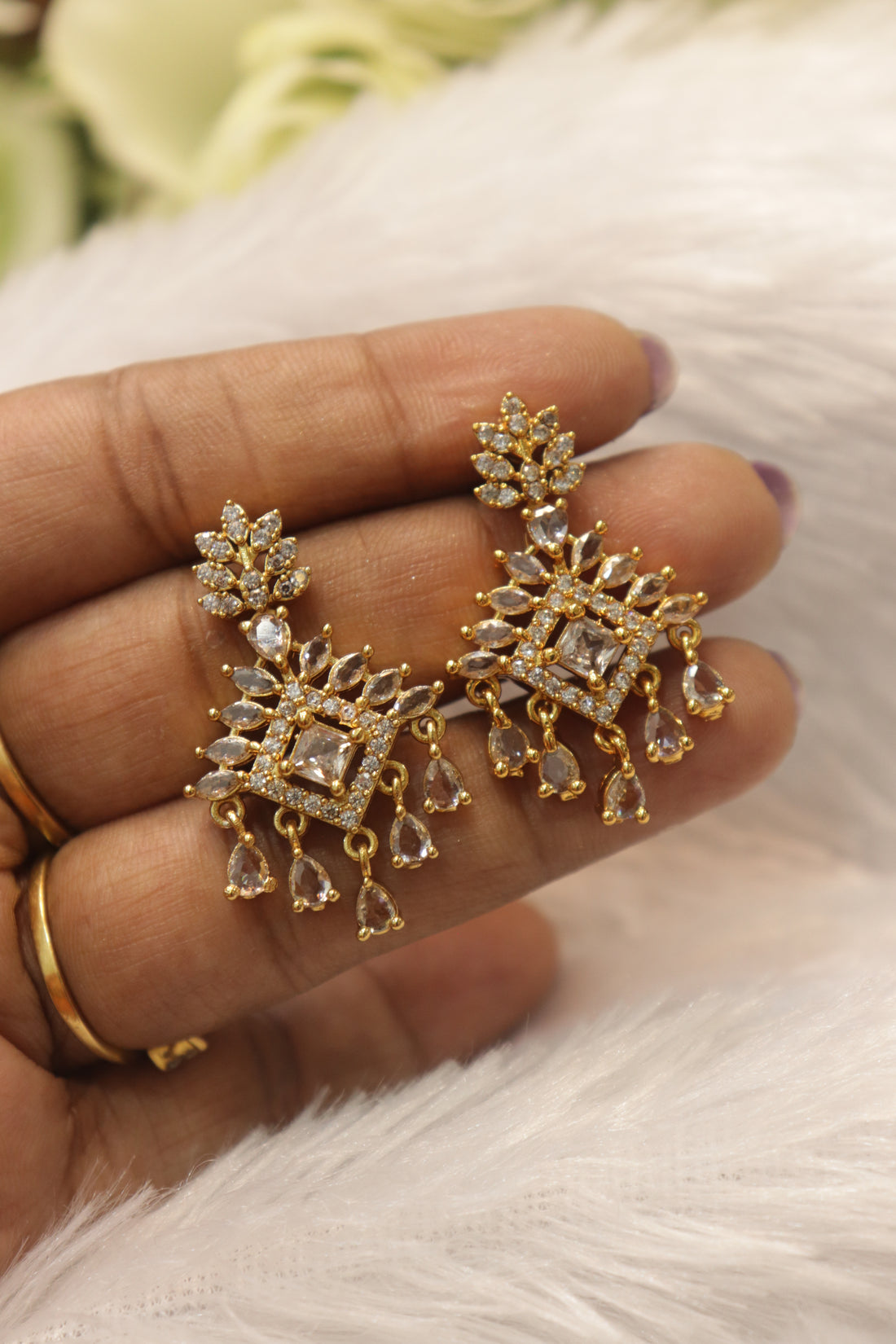 Celestial Bloom Earrings - White